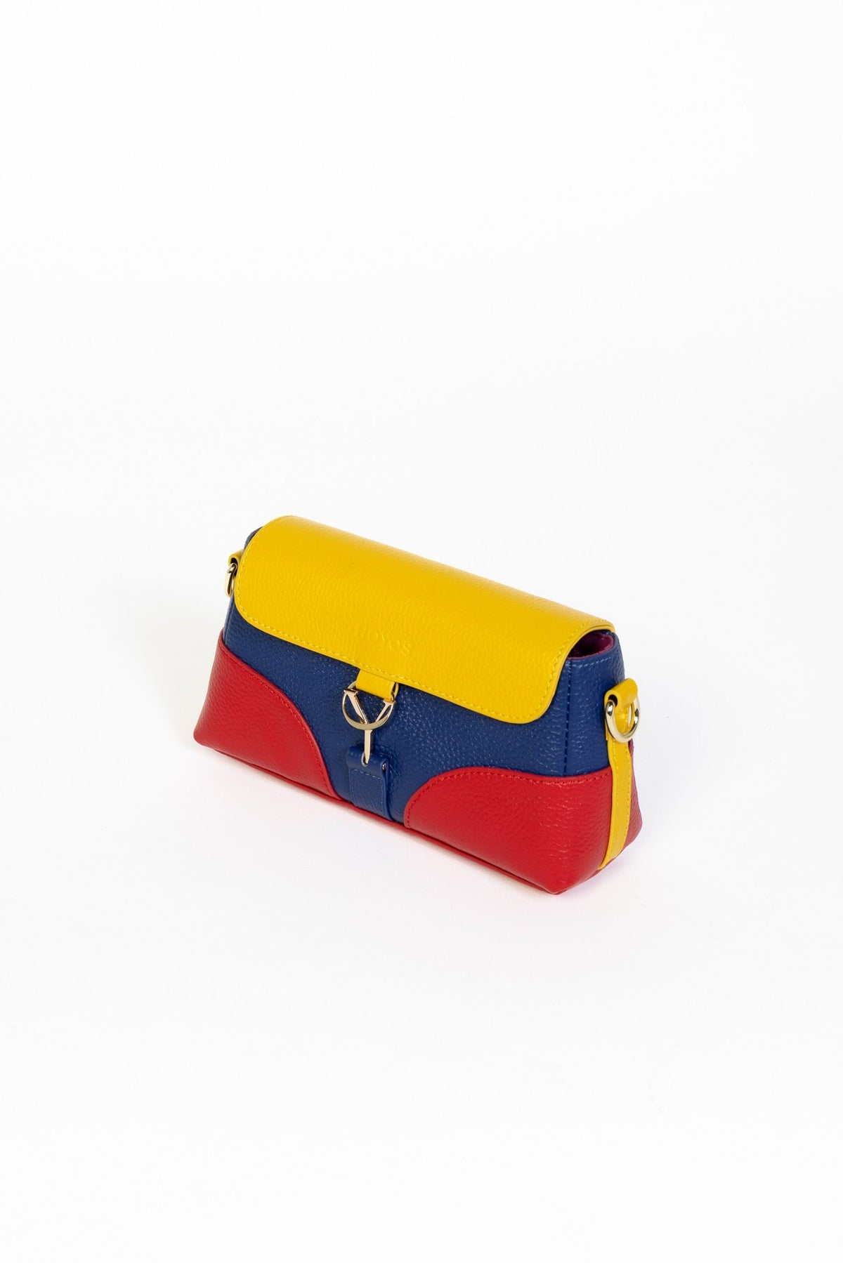 Sac Cartagena Maison HOYOS, cuir tricolore moutarde, marine et rouge