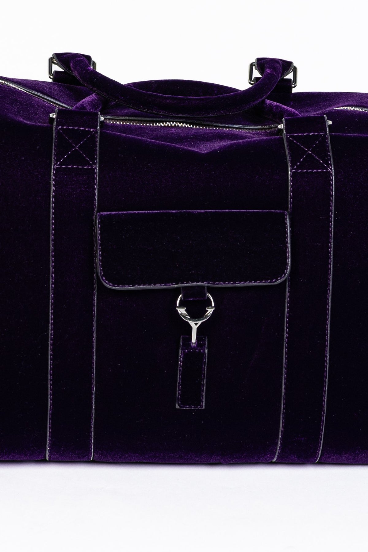 Sac Simón Maison HOYOS, sac de voyage en velours prune profond, fermoir en Y